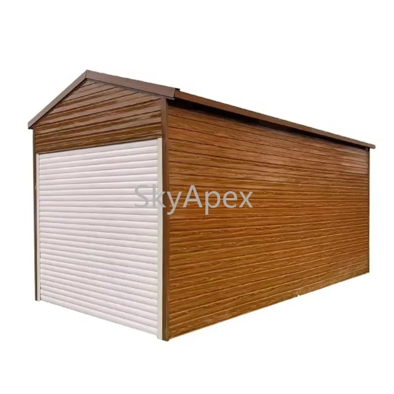 Outside Backyard Galvanized Steel Tool Container Shed Garage Prefabricated Self Storage Building For Cars Durable Rust Resistant