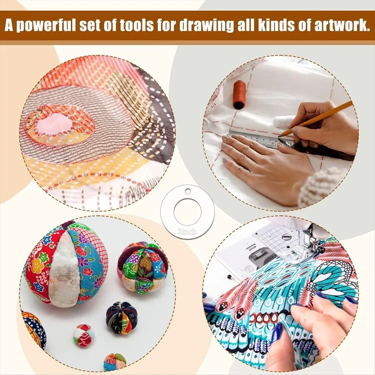 HOME USE-A 6 Pcs Circle Quilting Acrylic Template 1/2/3/4/5/6 Inch Circle Ruler for Quilting Clear Sewing Rulers Set