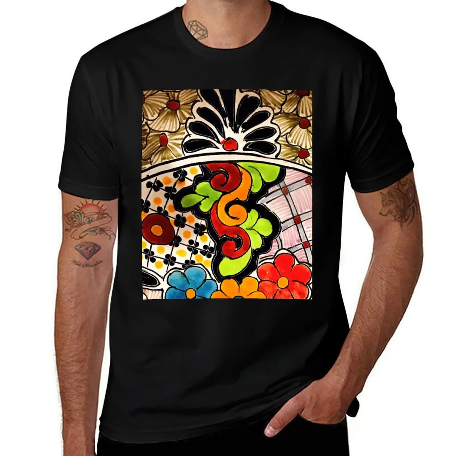 

Beautiful Green with Red Scroll Talavera T-Shirt t shirts for man graphic vintage anime t shirts for man T-shirt