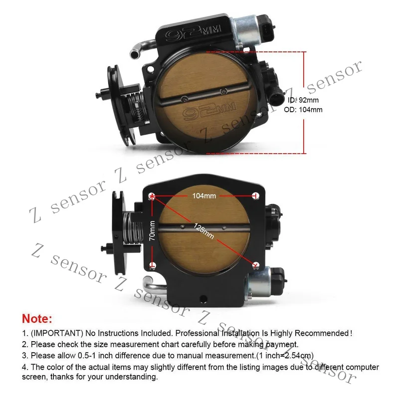 RRR+ 92mm Billet Aluminum Throttle Body w/TPS IAC Sensors for Chevy GM LS LS1 LS2 LS6