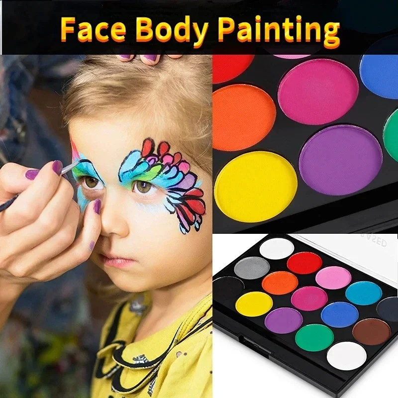 

Skin Painting Pigment Kit Makeup Non Toxic Water Paint Oil for Christmas Halloween Fancy Carnival Vibrant Party for Kid & Adult