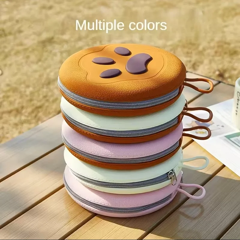 2pcs Foldable Silicone Pet Double Bowl 2In1 Design For Dog Food Water Portable Lightweight Easy Clean Outdoor Travel Walking