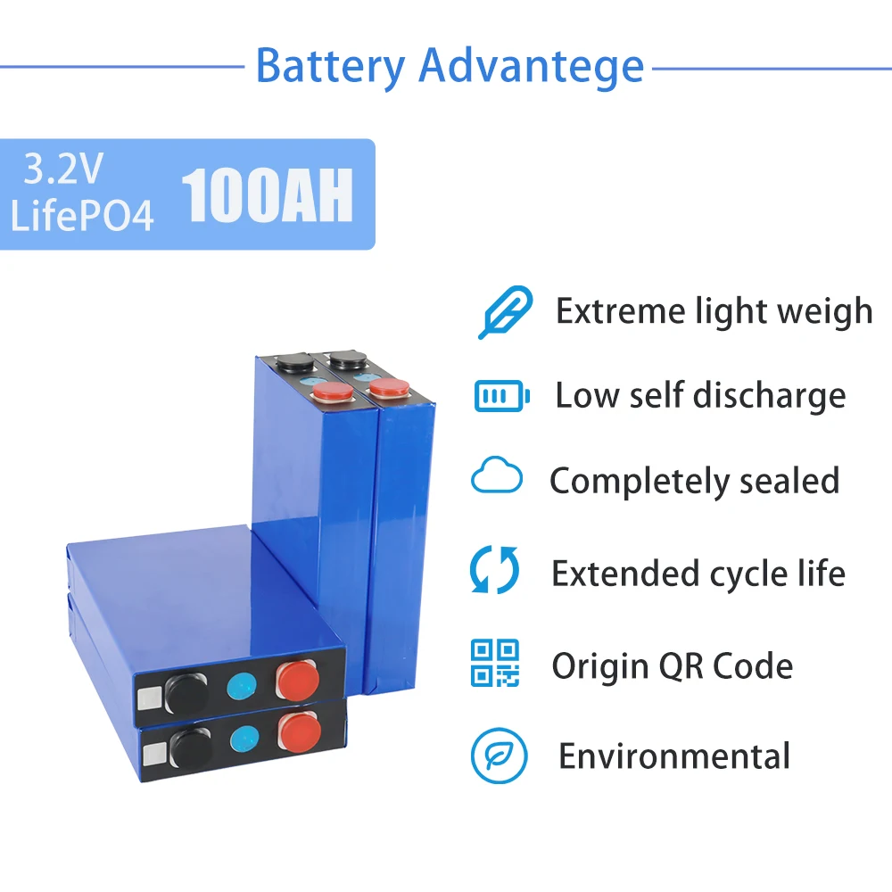 Batteria Lifepo4 nuova 3.2V 100Ah nuovissima batteria ricaricabile al litio lron fosfato 12V 24V per sistema solare RV esente da tasse