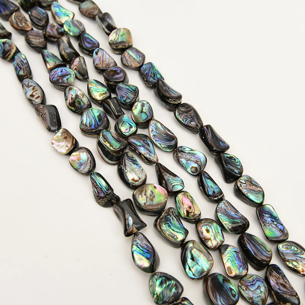 APDGG Natural Mix Color Green Paua Abalone Shell Nugget Chunk Loose Beads 15.5'' Strand For Pearl Necklace Jewelry Making DIY