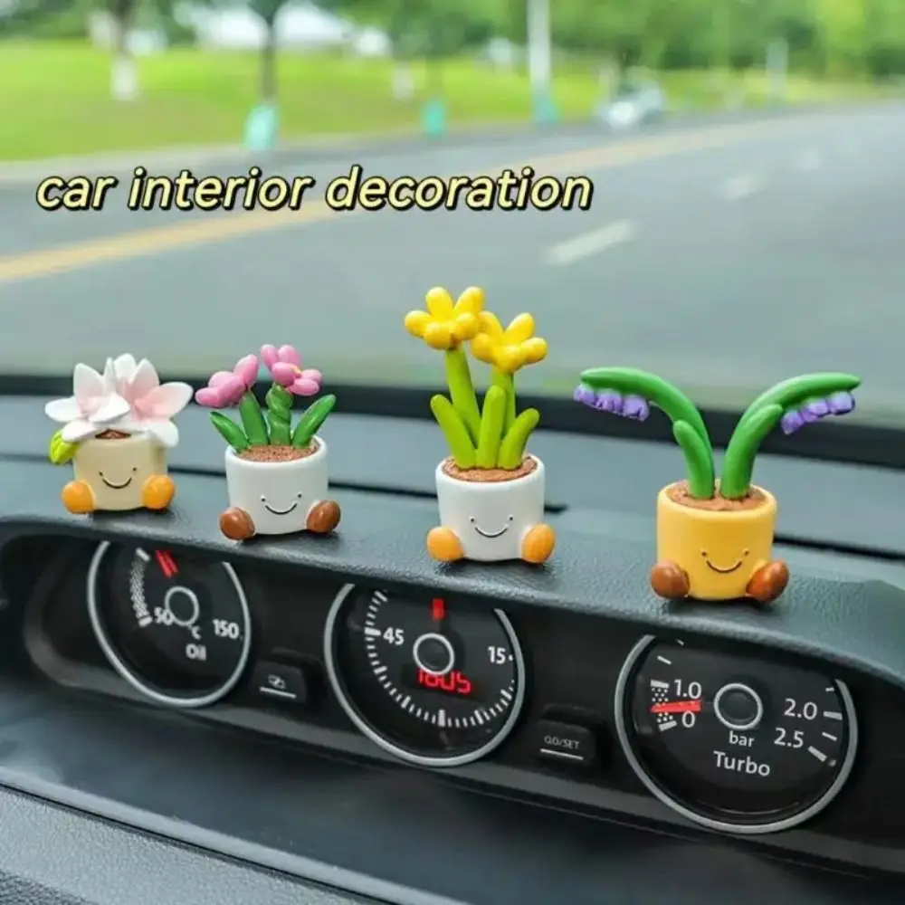 Flower Pot Elf Car Interior Ornaments Cartoon Car Center Console Decoration Creative Desk Dining Table Sink Ornaments