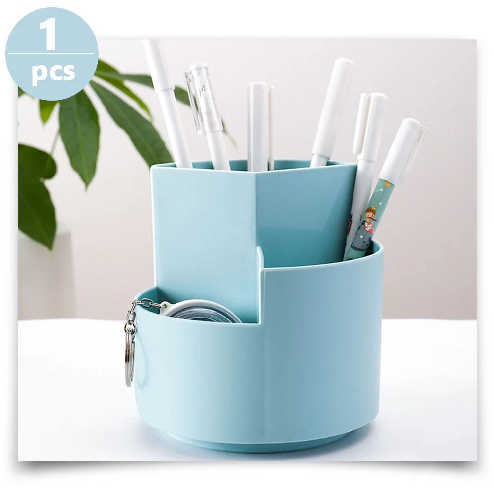 

Rotatable Pen Holder Exquisite Plastic Desktop Organizer 360 Degree Rotating Stationery Storage Box Multipurpose Makeup Tools