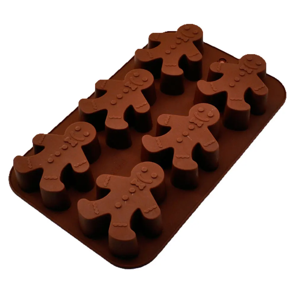 Gingerbread Man Christmas Food Grade Silicone Mold Chocolate Fondant Mold Snowman Lollipop Cake Candy Cake Decorating Tools