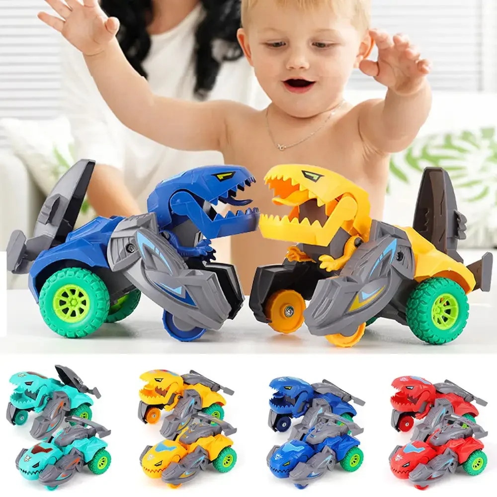 Dinosaur Car Deformation Car Toys Inertial Sliding One Step Action Collision Transform Mini Tyrannosaurus Rex Vehicles Toy Kids