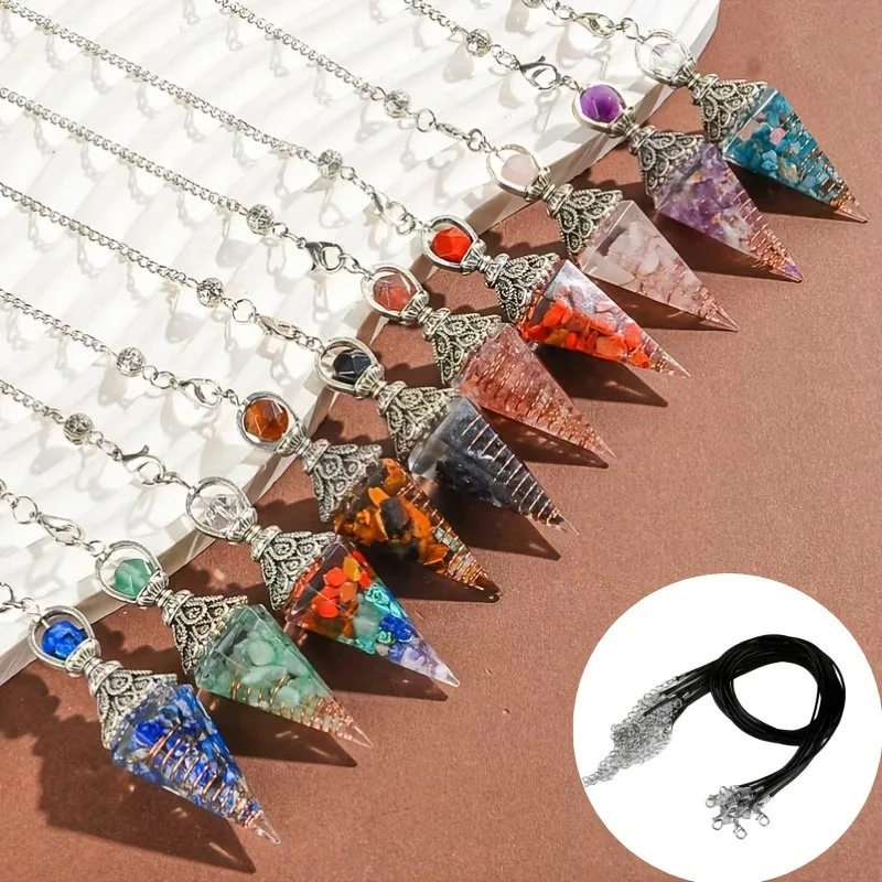 Natural Stone Resin Spirit Pendant 10pcs 5 Sets Colorful Pendulum Charms for Home Decor Gift Giving Healing Energy