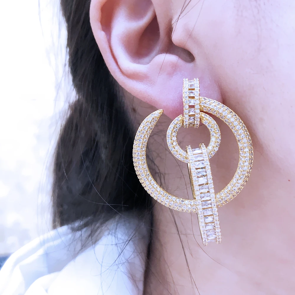 

Siscathy Dubai Indian Luxury Cubic Zircon Circle Earrings For Women Fashion Round Hoop Earring Jewelry boucle oreille femme luxe