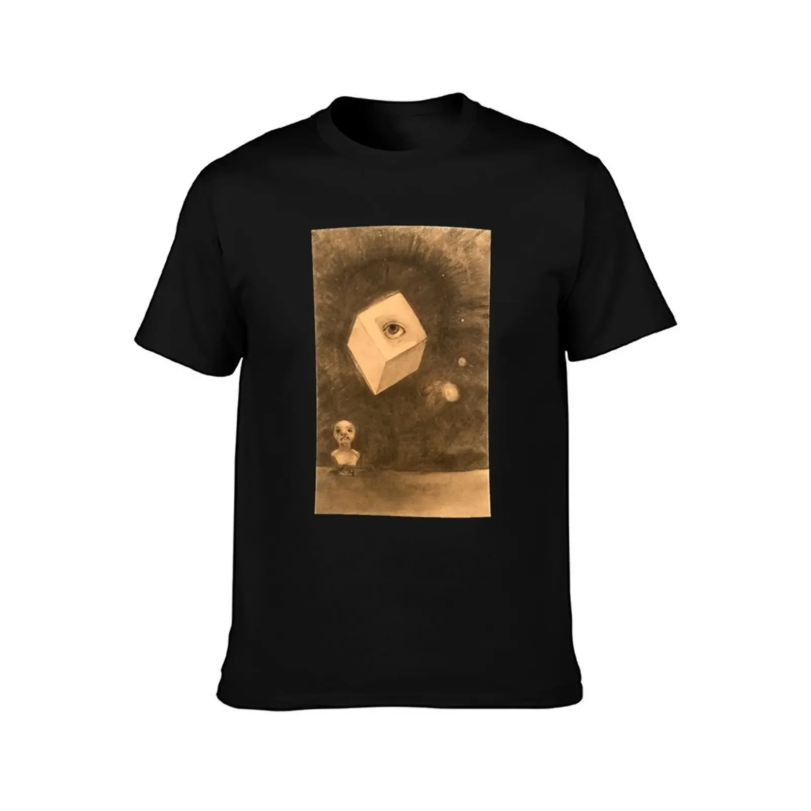 HD The Cube by Odilon Redon, (1880) High Definition T-Shirt summer shirt designer shirts Luxury man oversized t shirts for men