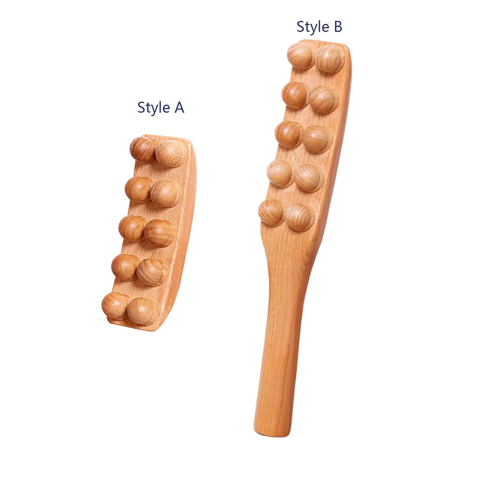 Wood Massage Roller Stick, Guasha Tool Double Row 10 Balls Sculpting Massage Tool Back Leg Body Massager for Neck Legs Back