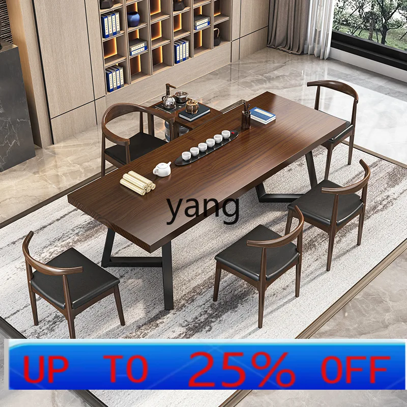 LMM solid wood tea table simple modern tea table and chair combination household living room simple