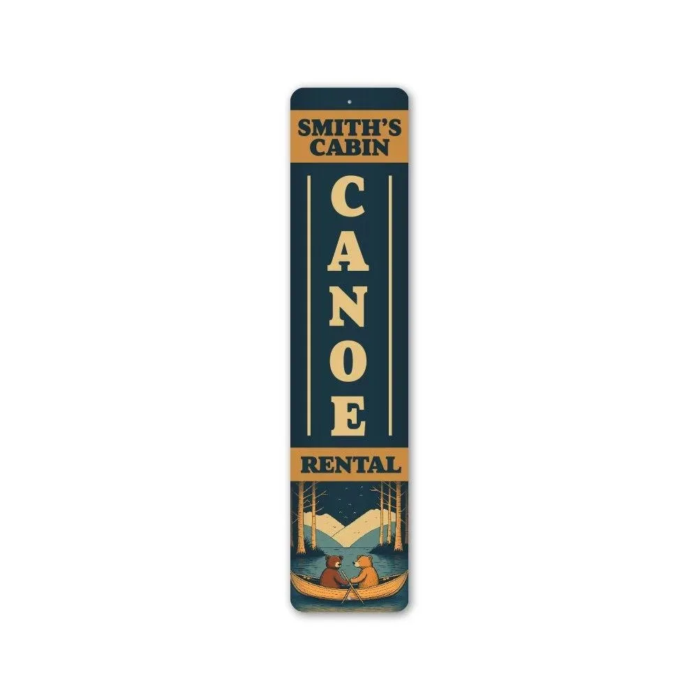 CIFbuy Personalized Text Vertical Metal Sign, Custom Text Cabin Canoe Rental Wall Ornament (Only For Decoration)
