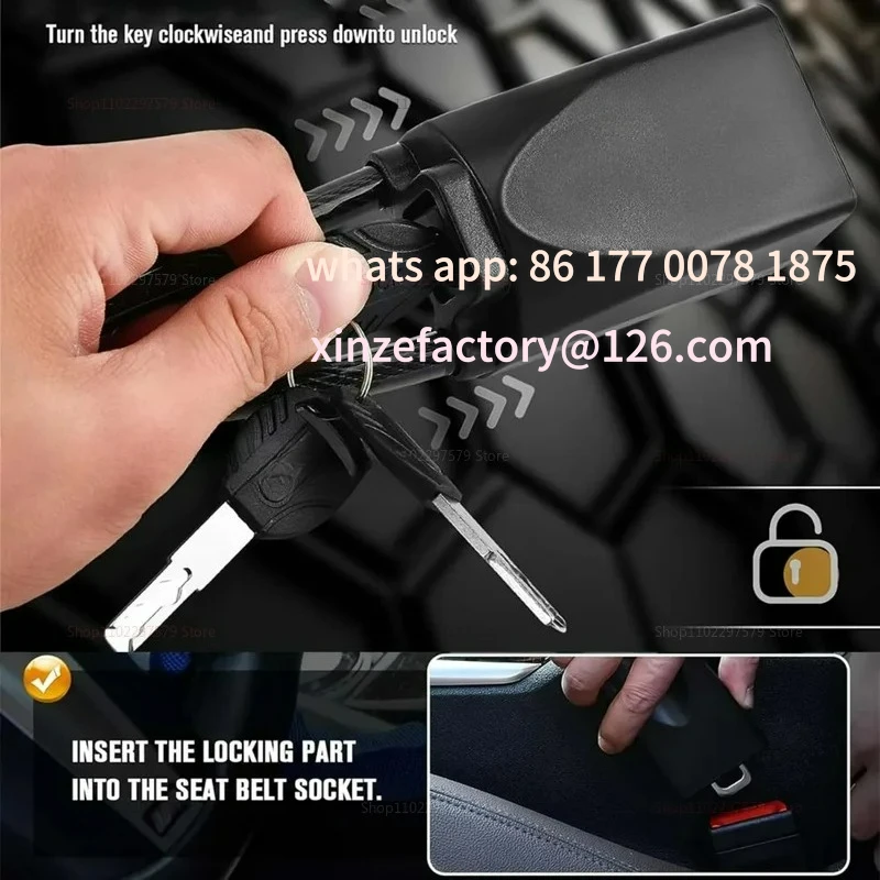Customizable Car Steering Wheel Lock, Seat Belt Lock, Anti-Theft Device, Fit Most Vehicle,Universal Car Security Anti Theft Lock