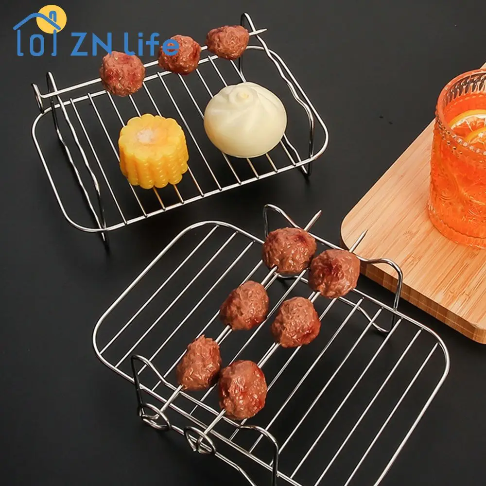 Grill Picnic Barbecue Outdoor Rectangle BBQ Needle Air Fryer Accessories Easy To Clean Stainless Steel Air Fryer Bbq Needle