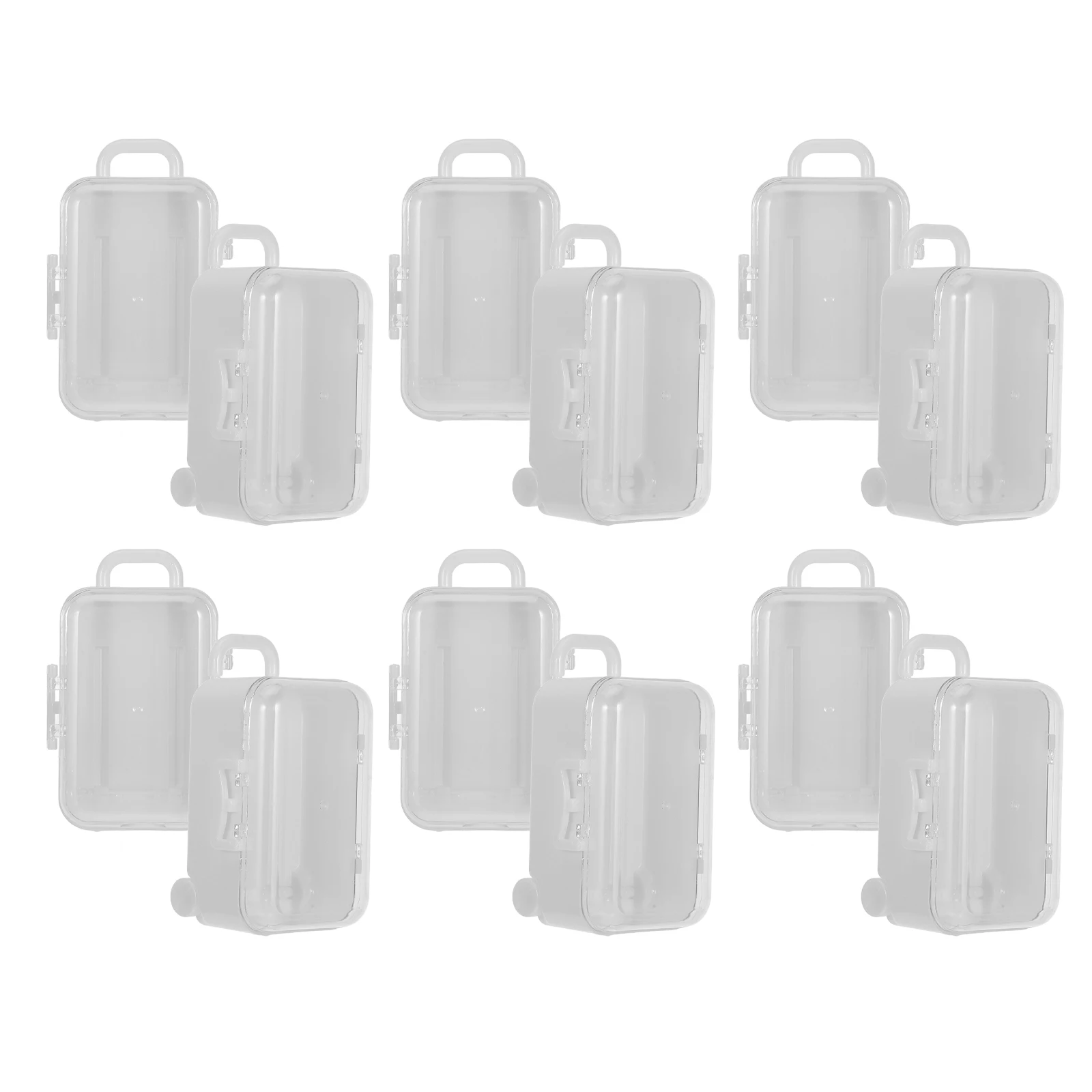 

12 Pcs Candy Box Mini Suitcase Favor Boxes Accessories Storage Trolley Packing Clear Travel for Plastic Decoration