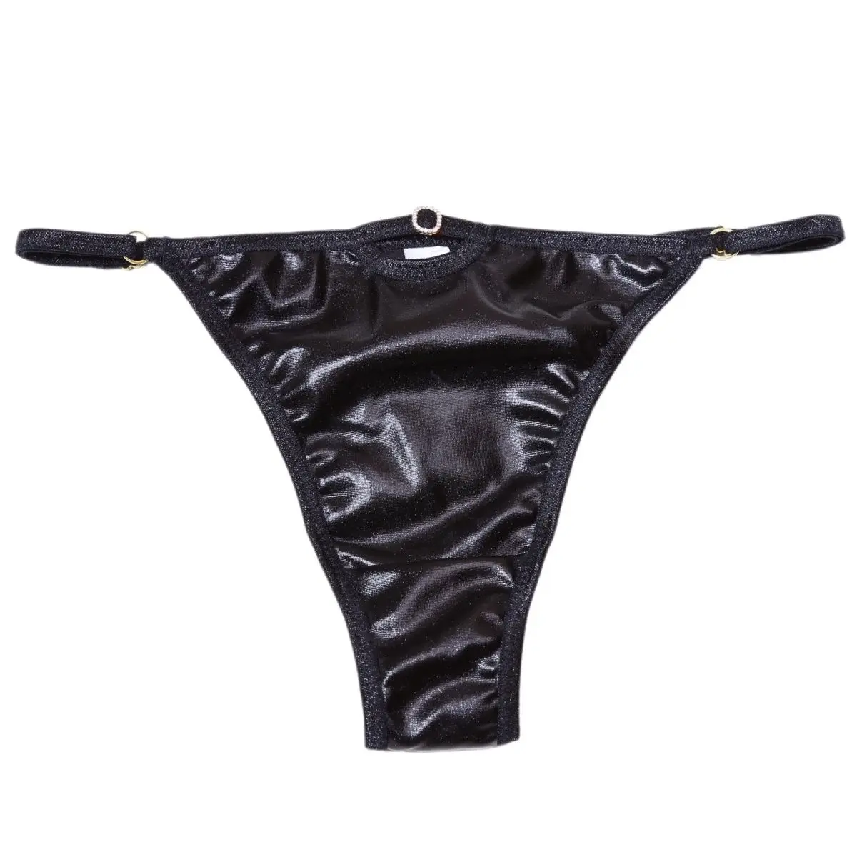 Women T-Brief PU leather low-waist triangle panty understated, influencer Live Show Dance Costume DJ Club