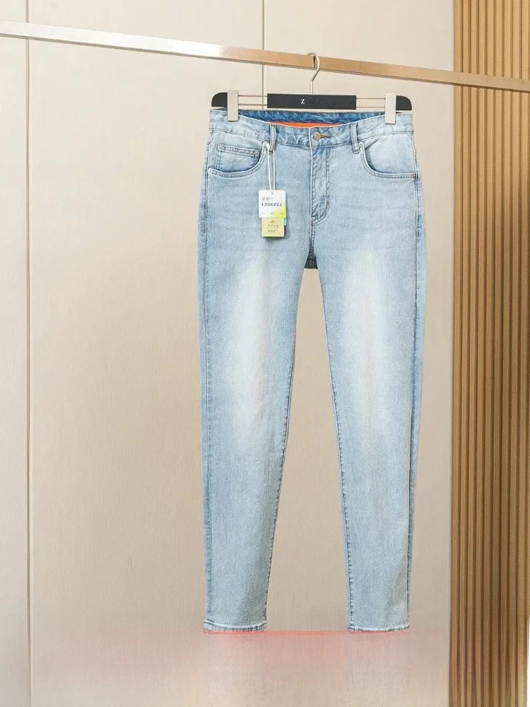 

Italian Style Men's Comfortable Straight Leg Casual Jeans Lenzing Hanflax Fiber Four-way Stretch Breathable Spring Summer