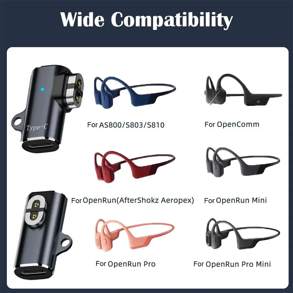 Bone Conduction หูฟังอะแดปเตอร์ชาร์จไฟ LED อลูมิเนียม Converter ปลอดภัยสําหรับ Shokz AS800/S803/S810/AS700