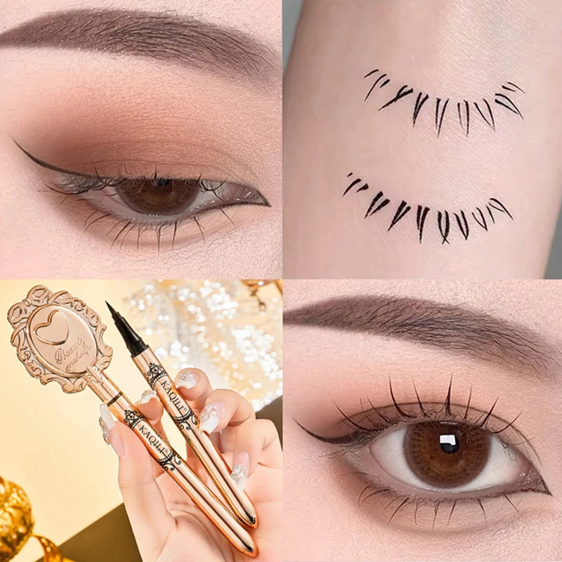 Crayon Eyeliner fin et doux avec miroir, séchage rapide, longue durée, noir, imperméable, maquillage coréen, outil de cosmétiques de beauté