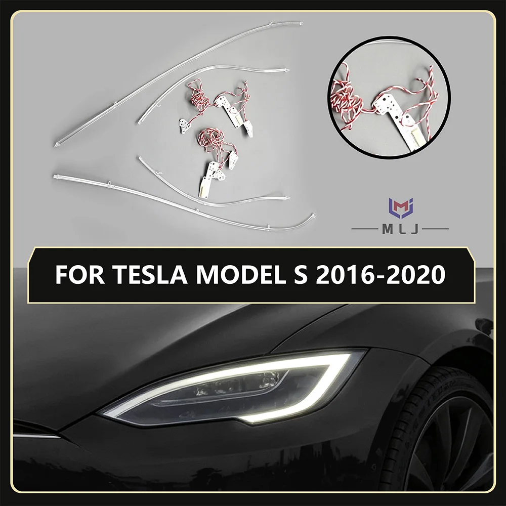 For Tesla Model S 2016‑2020 Acrylic Light Guide Tubes Strips Angel Eyes DRL Light Source Chips PCB Boards Headlight Replacement