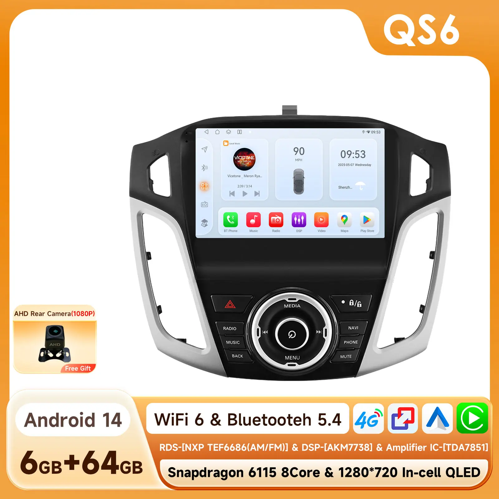 4G-Lte Carplay 2din Android Autoradio Multimedia Videospeler Voor Ford Focus 3 2011 - 2019 Mk3 Navigatie Gps Stereo Headunit Bt