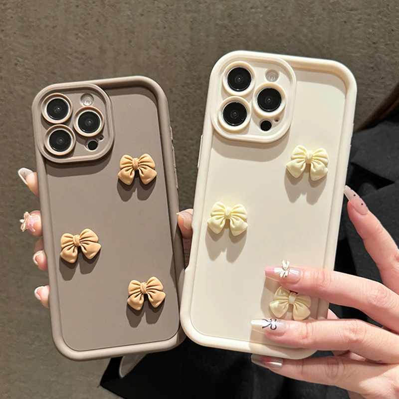 S 23 24 22 21 Korean Cute 3D stereoscopic bow phone case For Samsung Galaxy S24 S23 S22 S21 S20 FE Plus Ultra 5g Silicone Cover