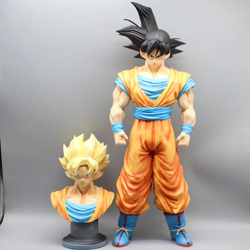 Dragon Ball Fighter Z 48cm Anime Figure Super Saiyan Son Goku Gk Statue Double Headed Interchangeable Decoration Toy Gifts