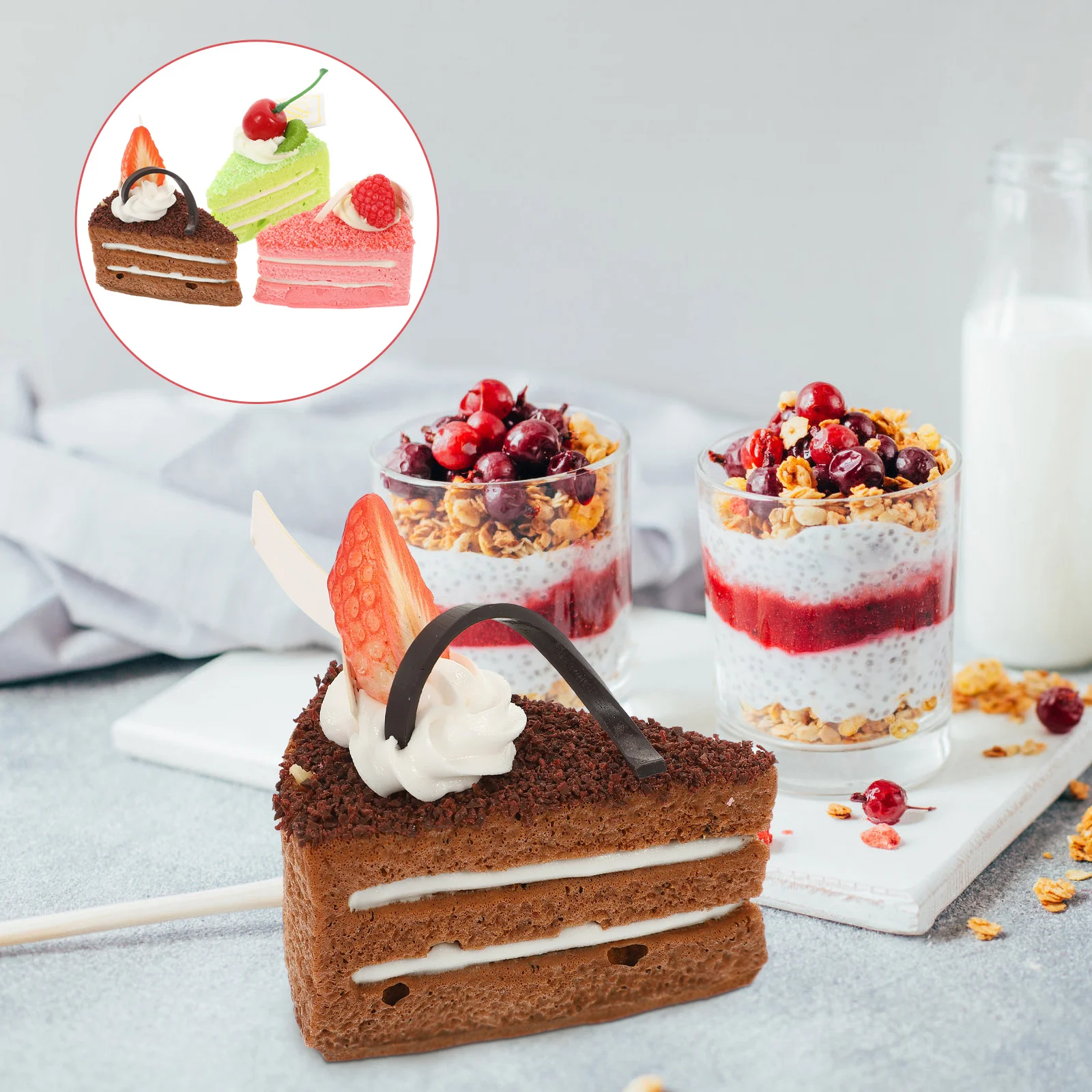 3 Pcs Montessori Educational Cake Models Realistic Simulated Desserts Ideal for Wedding Party Photography Props Home Kitchen