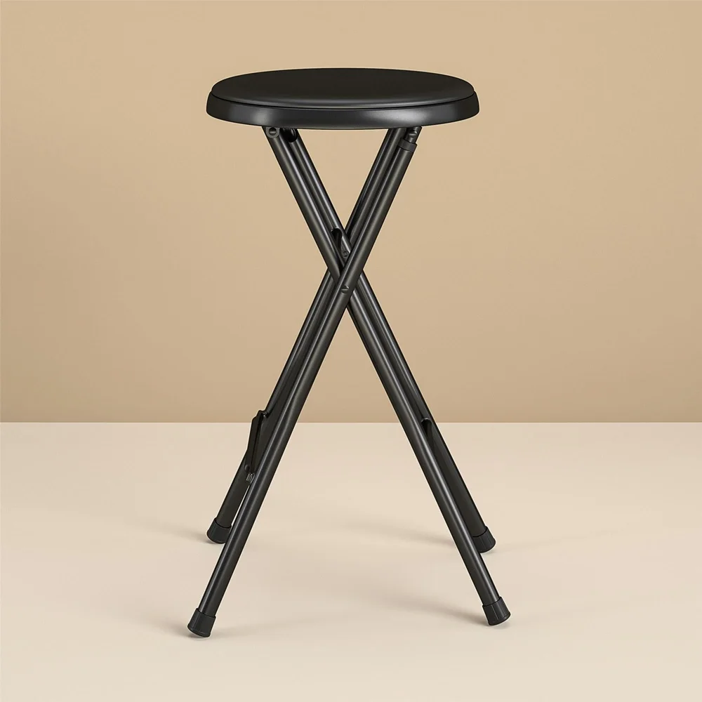 Folding Metal Stool Lightweight Portable Compact Seating Slip-Resistant Padded Chair Indoor Use Easy Storage Great Events image 6