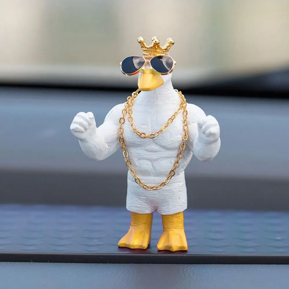 Wearing Sunglasses Gold Chain Duck Art Sculpture Crafts Funny Advanced Sense Center Console Car Interior Creative Resin