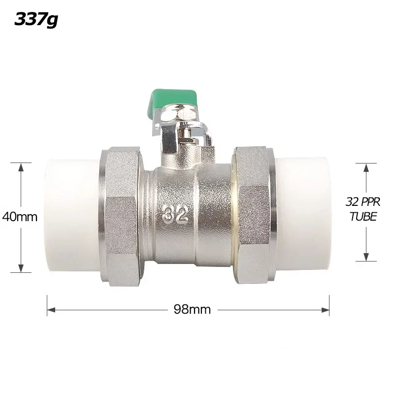 BSPT 1/4 "3/8" 1/2 "3/4" 1 "1-1/4" مزدوج الاتحاد النحاس PPR الكرة صمام المقبس لايف ربط الحرارة الانصهار السباكة المناسب 20/25/32 #3
