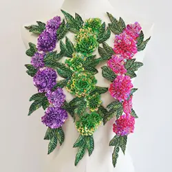 Sequin three-dimensional embroidery collar floral cloth patch flower patch patch accessories