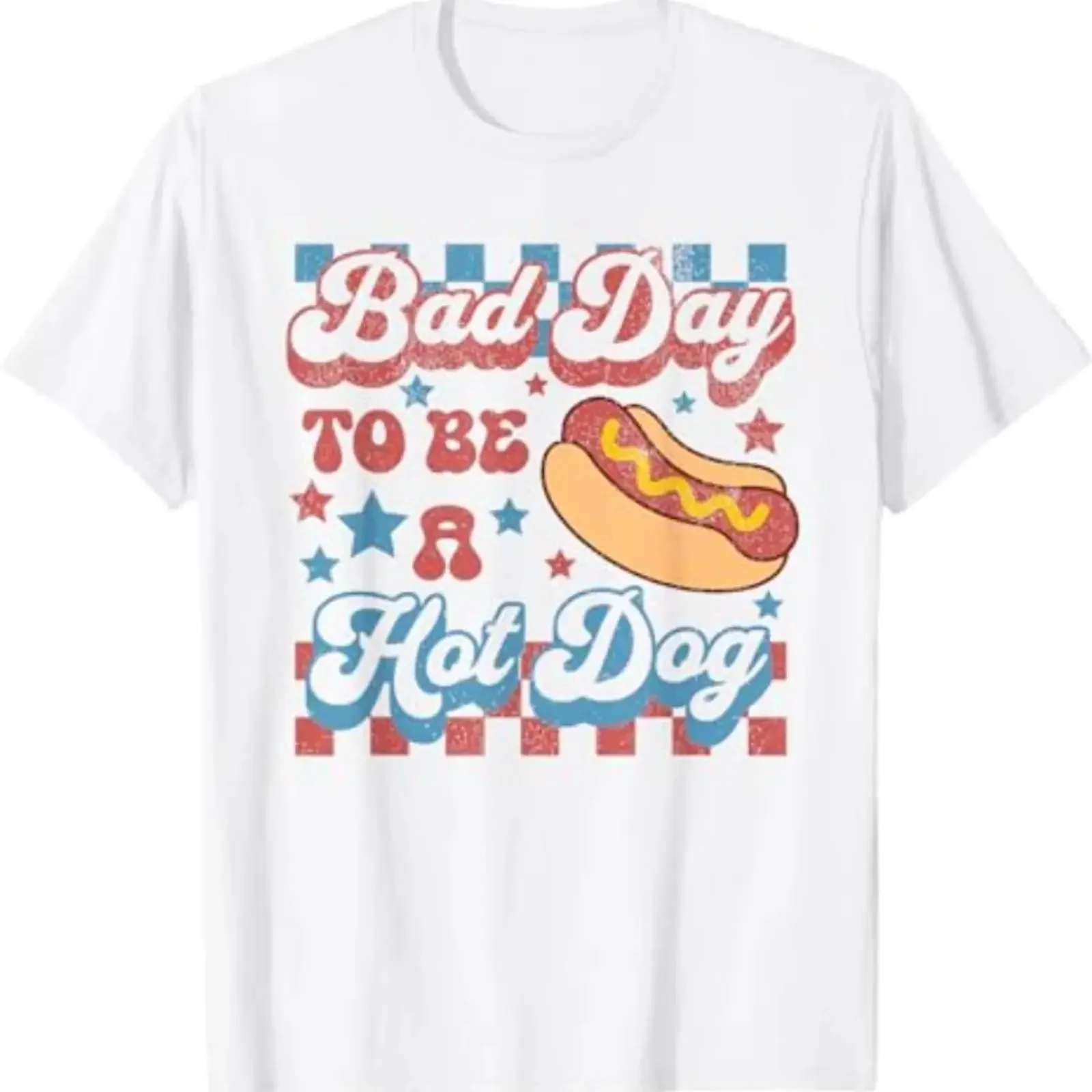 Camiseta Bad Day To Be A Hot Dog Funny BBQ Grilling 4 de julio vintage Washed Versatile graphic Casual fashion homme Breathable