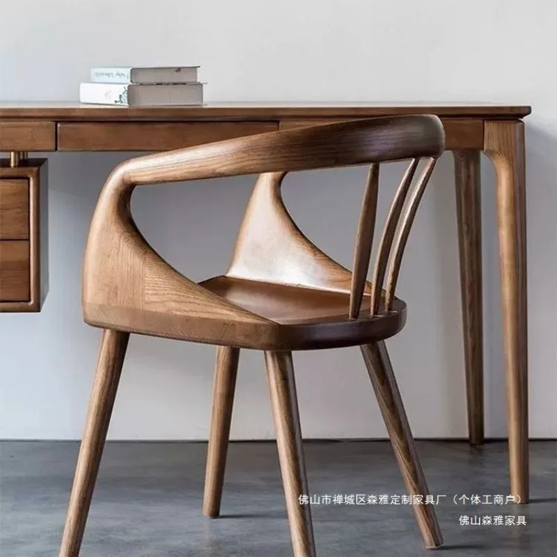 Nordic household solid wood dining chair backrest simple modern space capsule backrest study leisure