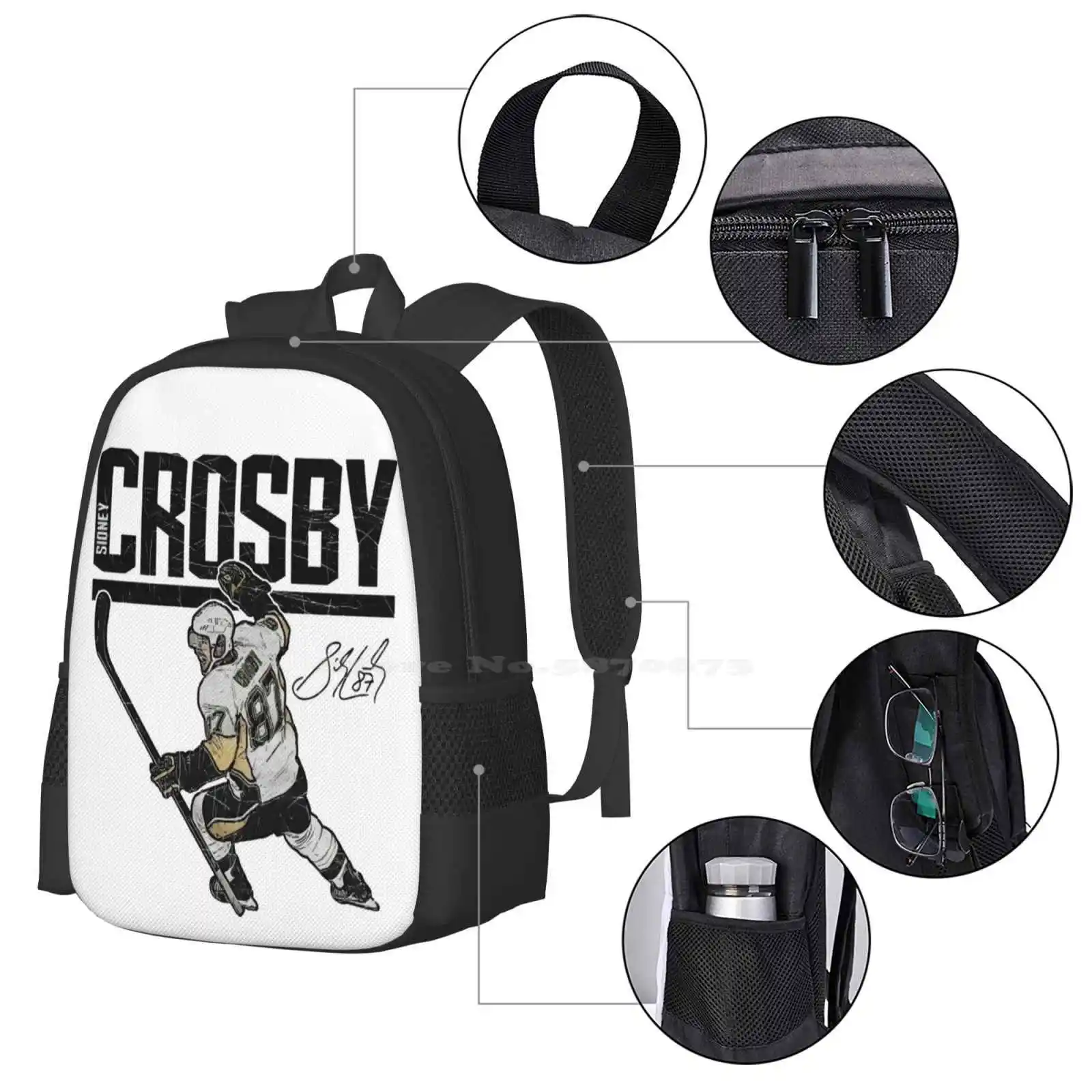 Sidney Crosby For Fans Backpacks For School Teenagers Girls Travel Bags Sidney Crosby Pennsylvania Pirates Sports Steelers Pens