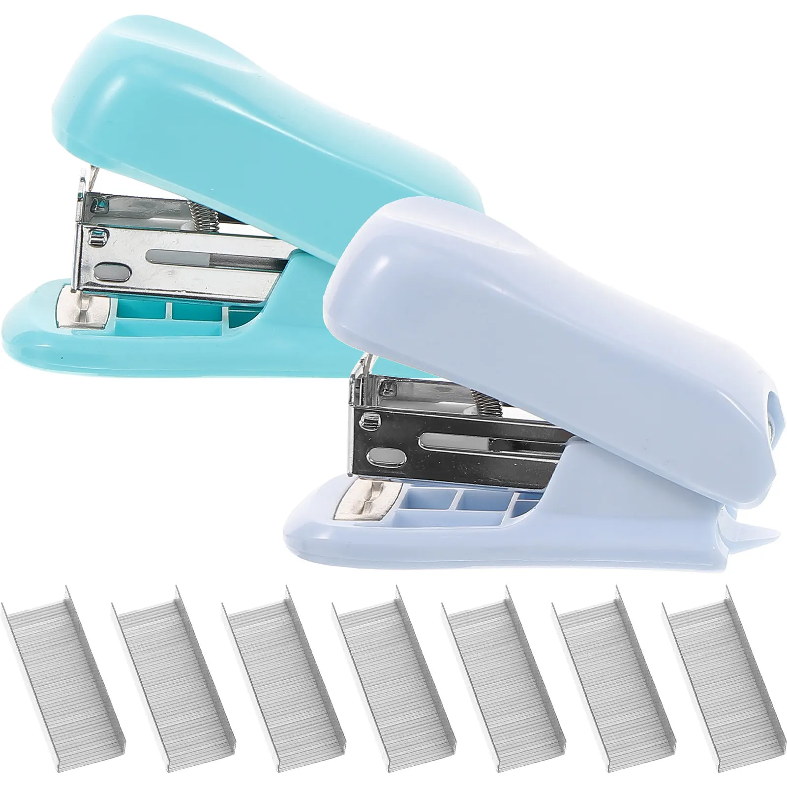 2Sets Mini Stapler Set Lightweight Compact Small Staplers for Desk School Office Classroom Teacher Handheld Paper Stapling