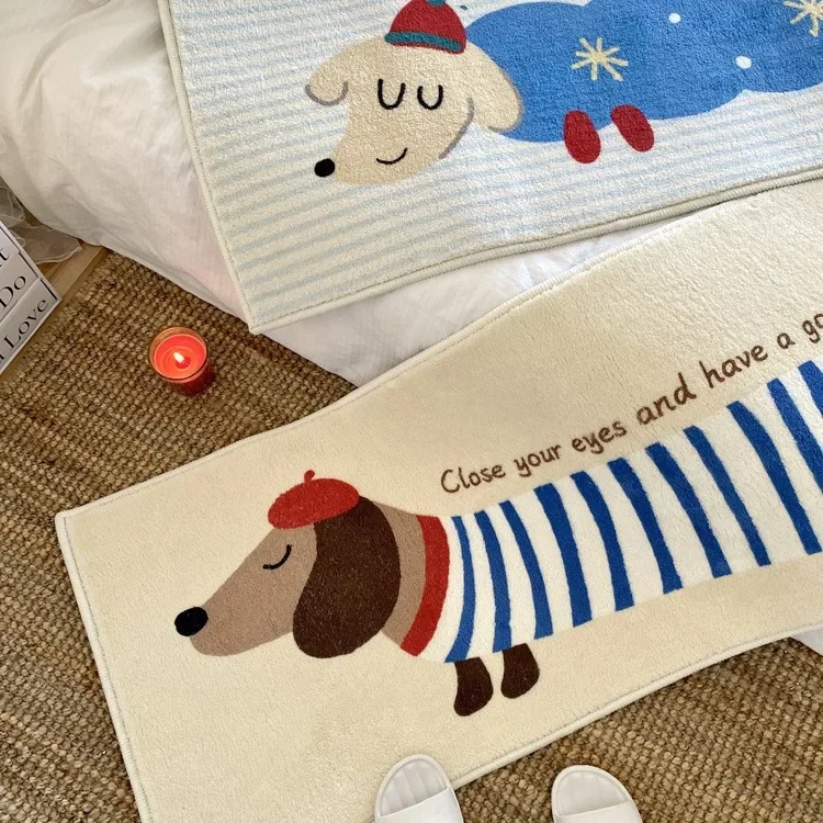 

ins wind dachshund dog imitation cashmere carpet living room long cartoon bedroom dirt-resistant bedside blanket bay window mat