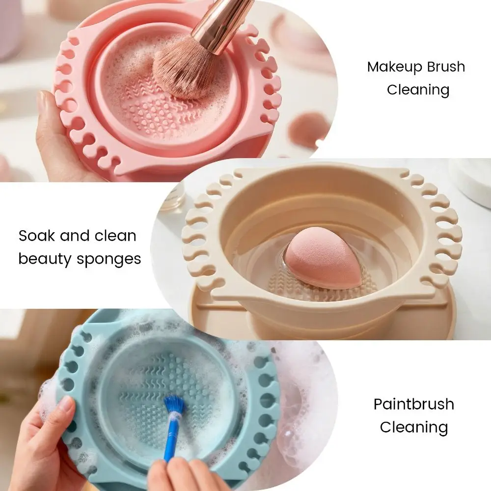 Silicone Material Makeup Brush Cleaning Bowl Dry Cleaning Design Reusable Brush Cleaning Tool Egg Shape Multifunctional view 6