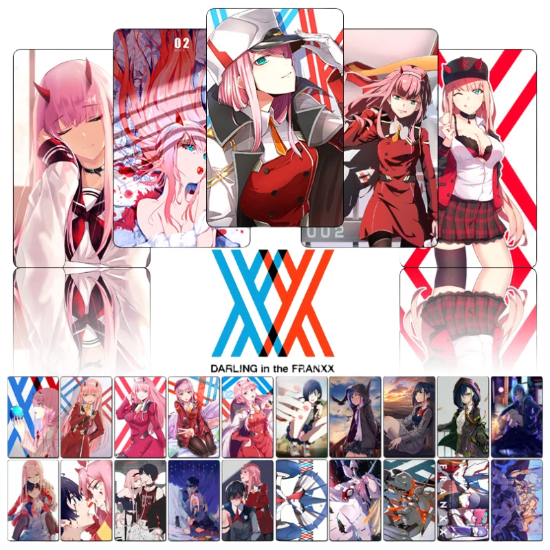 

10Pcs/Set Darling In The Franxx Cards Sticker Zero Two Anime Game Characters High Definition Waterproof Crystal Sticker DIY Toys