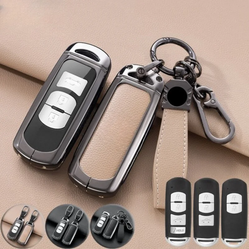 

A+ Zin Alloy TPU Leather Car Key Case Cover For Mazda 2 3 5 6 CX-3 CX-5 CX-7 CX-9
