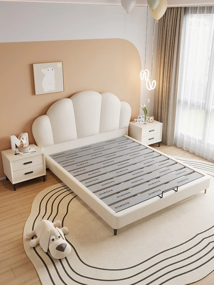 Simple cream wind 1.5m children's bed 1.8m storage shell soft bag bed