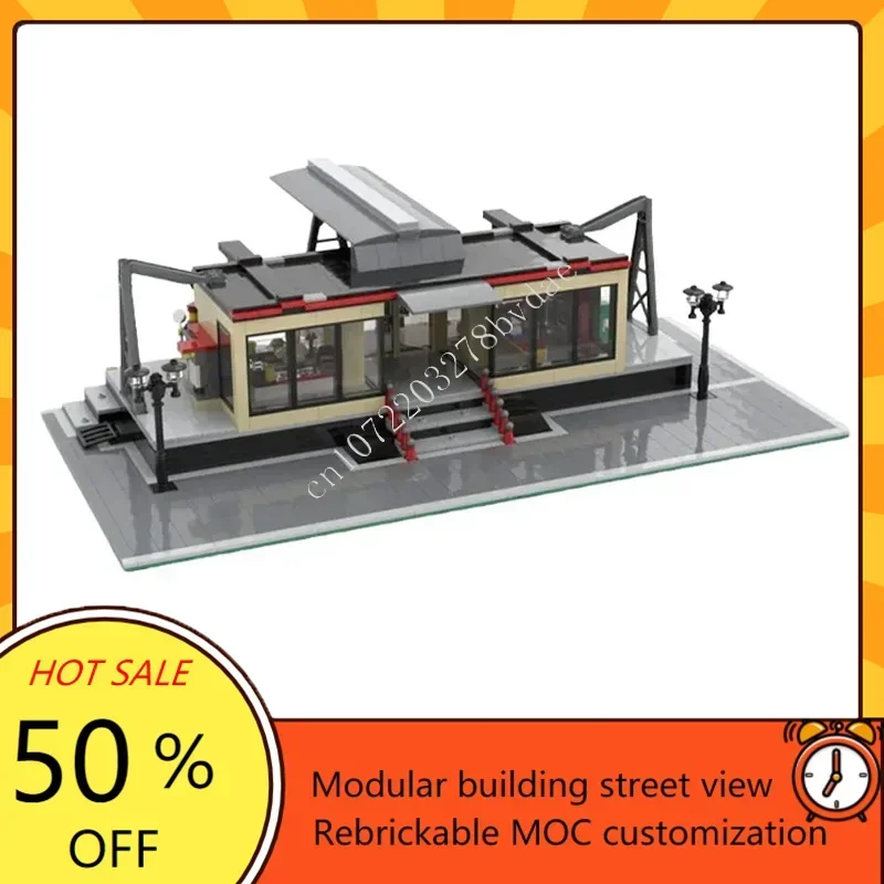 

1081PCS Modular Train Station Building Set Creative Street View Architecture Model DIY Assembly Toy Custom Puzzle for Gift