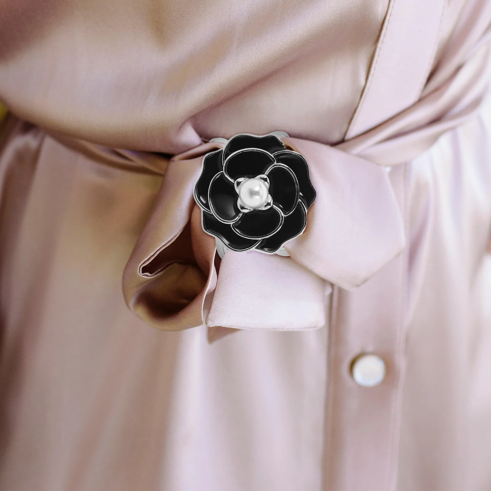 أنيقة وهمية اللؤلؤ وشاح حلقة كليب للنساء زهرة تصميم شال مشبك سبيكة وشاح السحابة أزياء الملابس التبعي