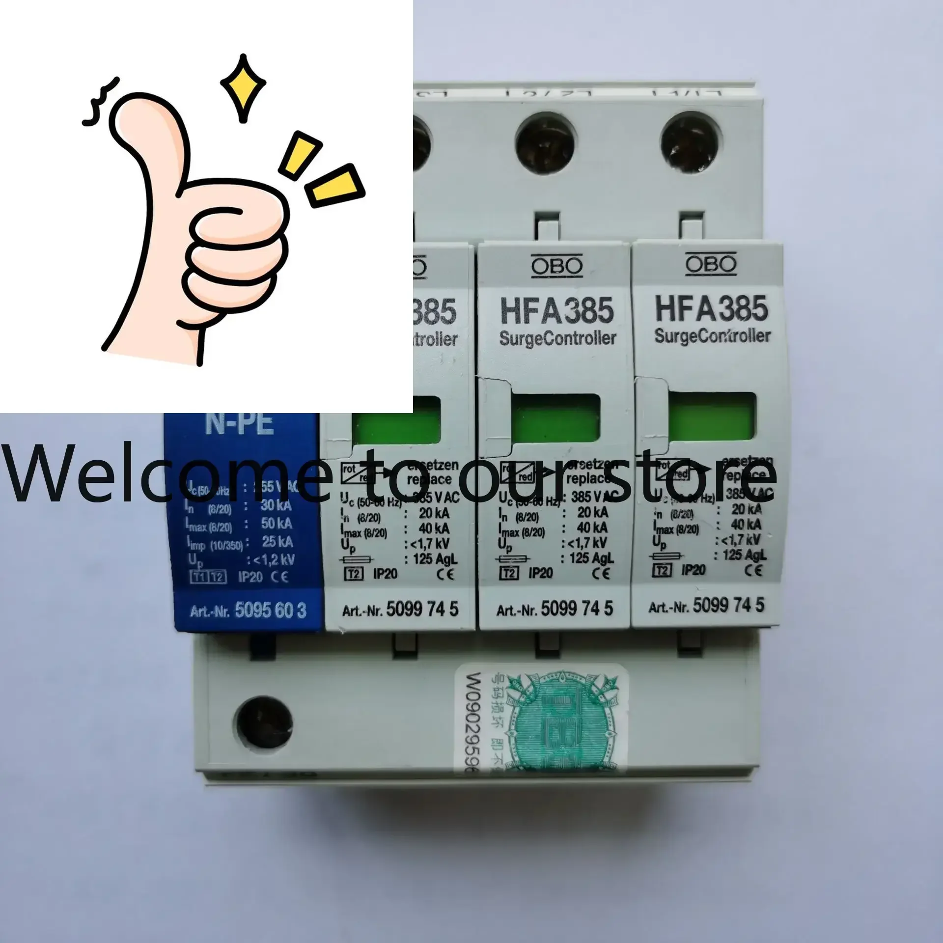 Genuine German OBO Secondary 40KA Power Lightning Protector HFA385/3 + NPE Surge Protector Spot Promotion