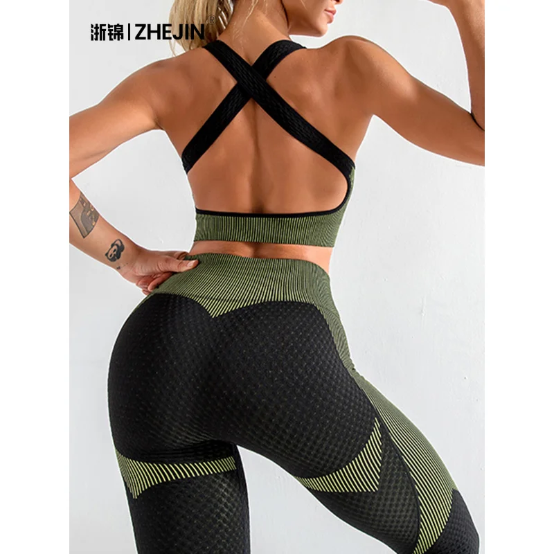 Women's 3-piece yoga set-fitness vest jacket high waist yoga pants quick-dry breathable slim fit workout suit