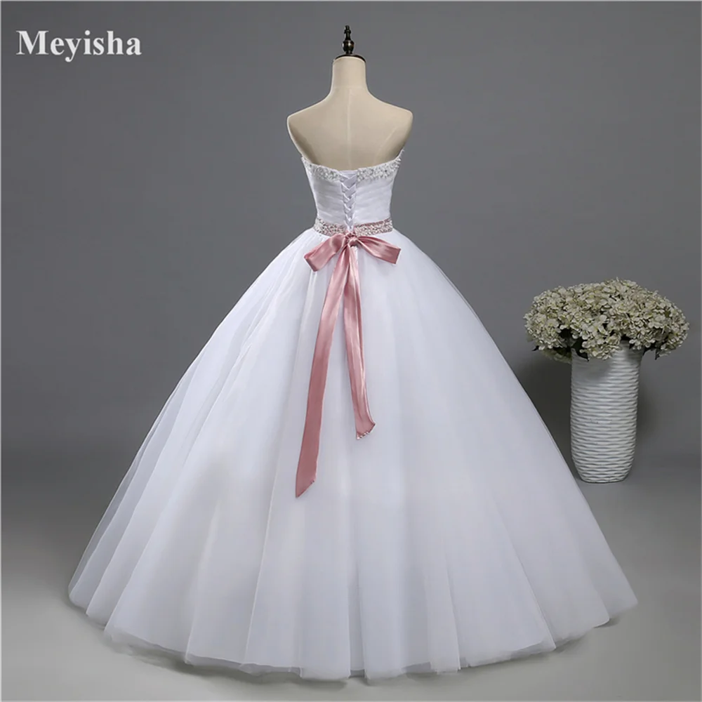 ZJ9084 Customized Pearls Sequins Bow Sash 2026 Sweetheart Wedding Dress For Bride Women Personalized