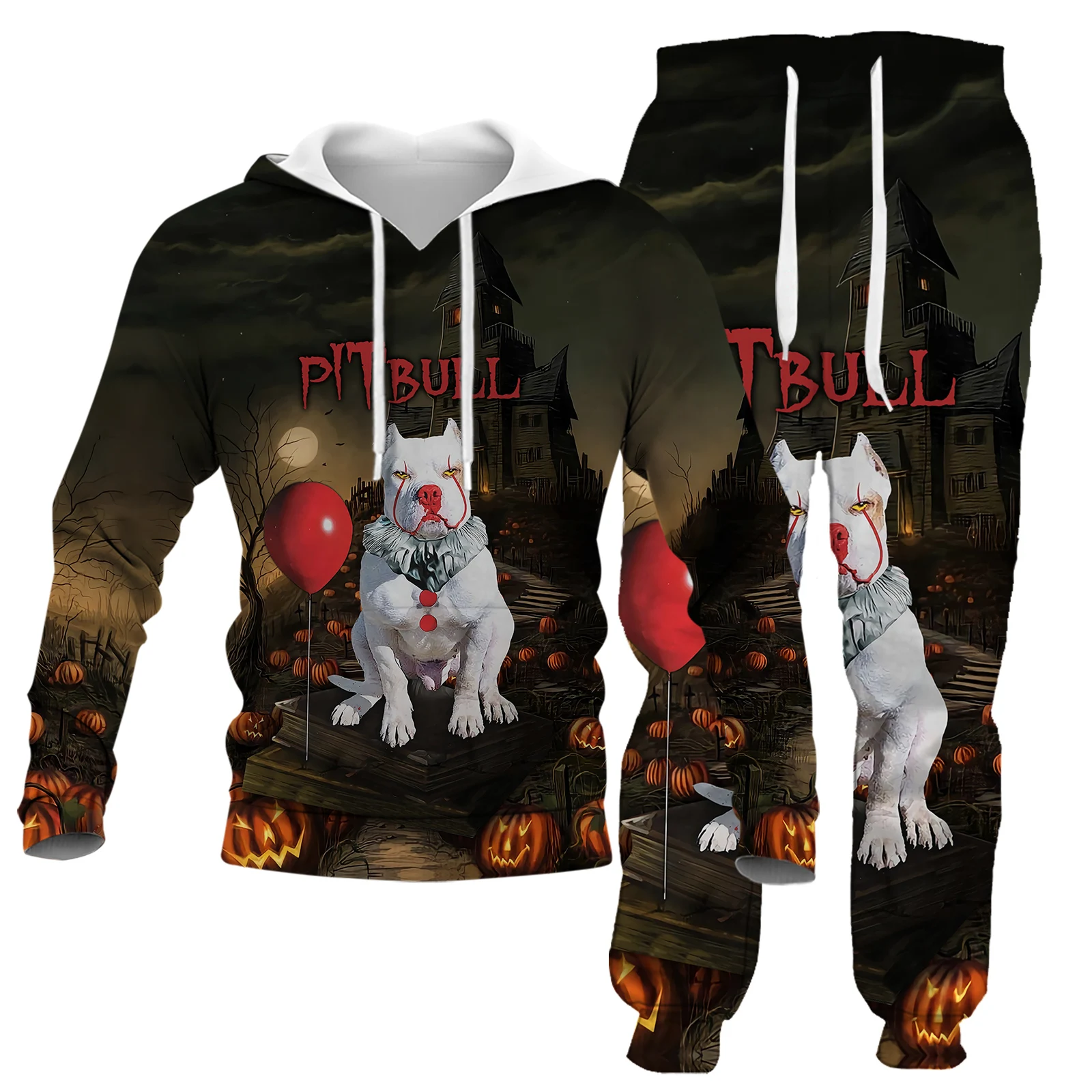 HX Animals Dogs Mens Clothing Sets My Joker Pitbull Halloween Print Vest T-shirts Shorts Sweatshirts Hoodies Pants Dropshipping