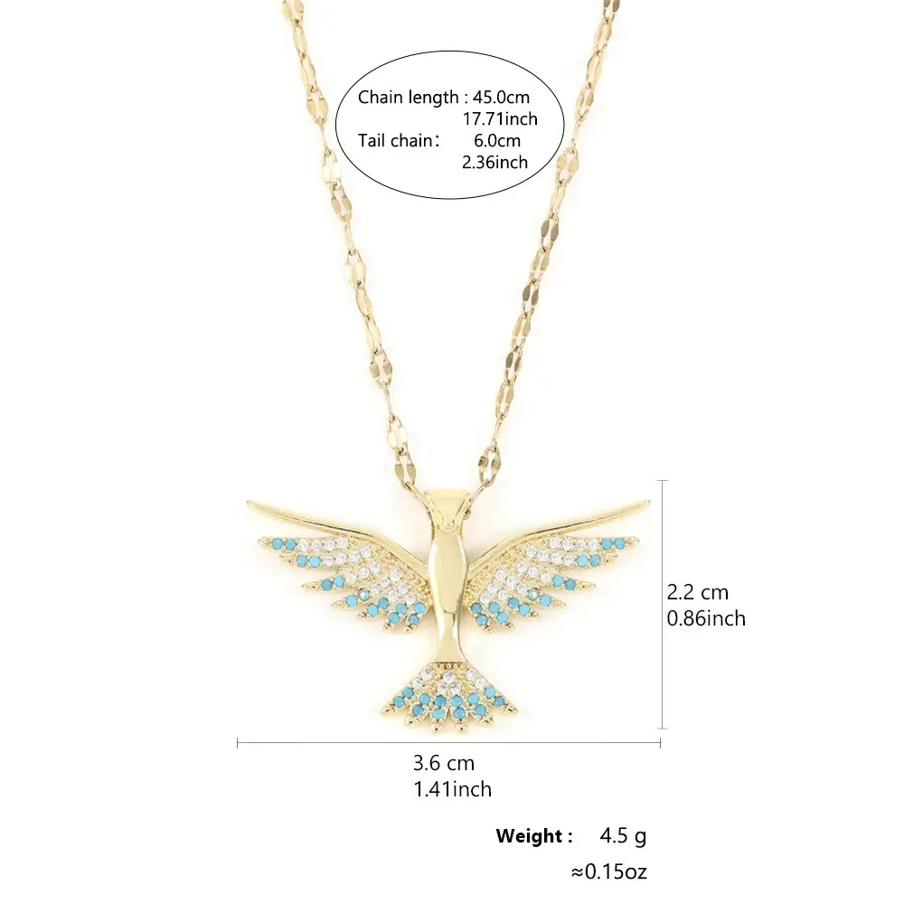 ZAKOL Vintage Phoenix Eagle Zirconia Necklaces For Women Men Hiphop Gold Color Metal Crystal Clavicle Chain Choker Jewelry Gifts